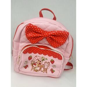 Strawberry Shortcake Backpack Polka Dot Bow Quilted Bag Pink